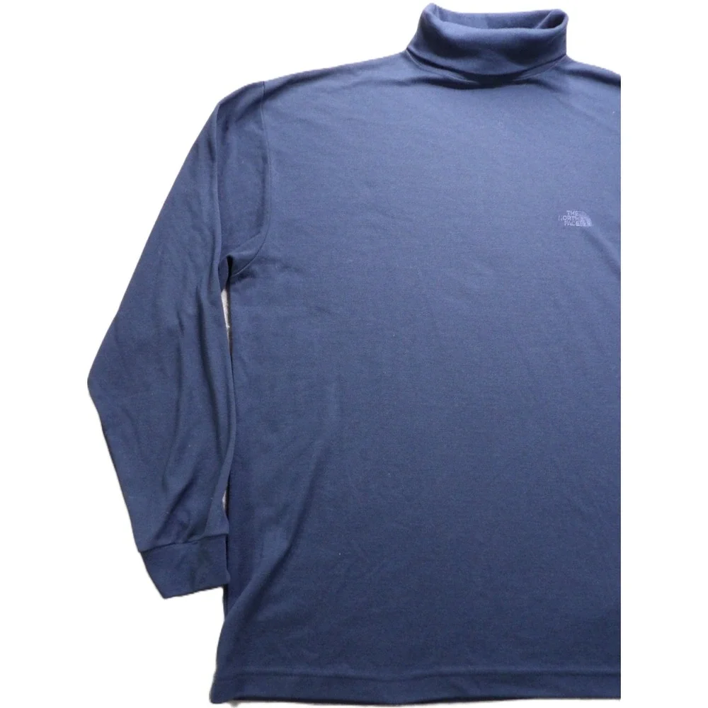 VTG 90s The North Face Turtleneck Base Layer Shirt XL Navy Blue Polyester USA LS